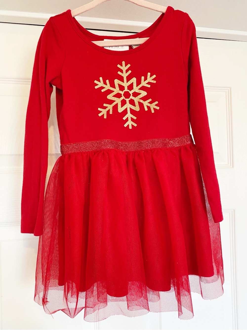 The Children's Place Red Long-Sleeve Snowflake Tulle Dress